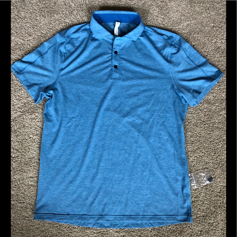 Lululemon Heathered Blue Polo Shirt Size XL NWOT